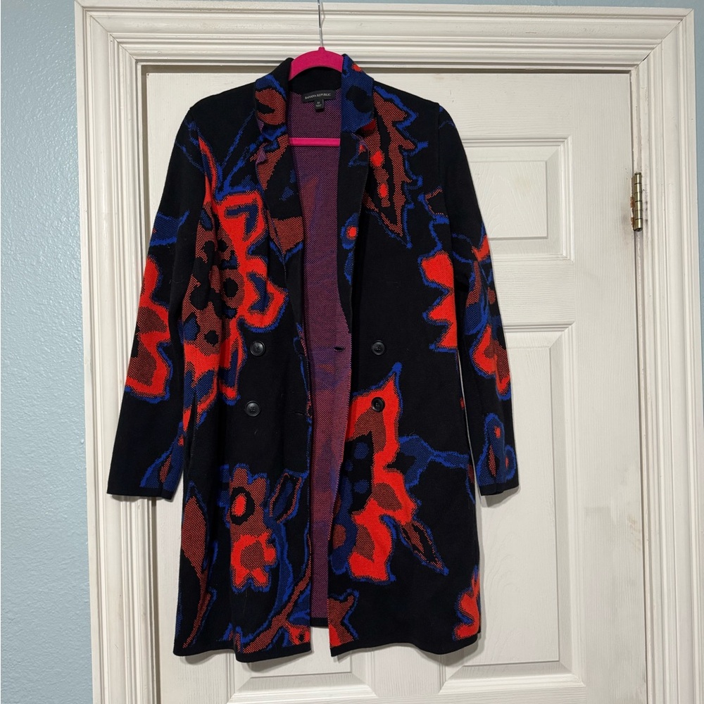 Floral Patterned Women's Sweater Coat
